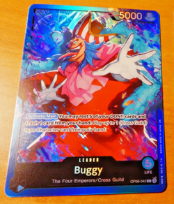 ONE PIECE ENGLISH CARD GAME HOLO CARTE BUGGY OP09-042 L LEADER ST EN MINT - Image 1