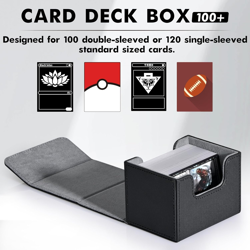 ZLCA Leather MTG Commander Deck Box, Holds 120+ Cards, Fits TCG, CCG, Black - Image 2
