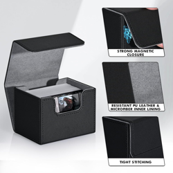 ZLCA Leather MTG Commander Deck Box, Holds 120+ Cards, Fits TCG, CCG, Black - Image 4