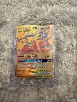 Reshiram & Charizard GX - SM247 - Full Art Gold Promo Ultra Rare Pokemon Card NM - Image 1