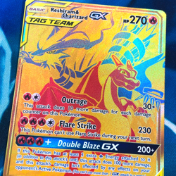 Reshiram & Charizard GX - SM247 - Full Art Gold Promo Ultra Rare Pokemon Card NM - Image 2