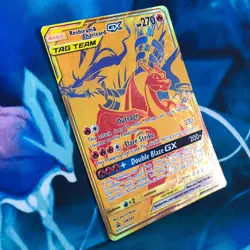 Reshiram & Charizard GX - SM247 - Full Art Gold Promo Ultra Rare Pokemon Card NM - Image 3