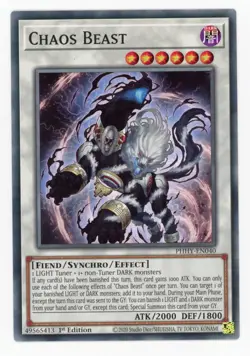 Yugioh Chaos Beast PHHY-EN040 Common 1st NM x3 Play Set - Image 1