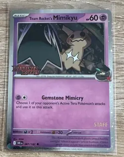 TEAM ROCKET'S MIMIKYU Destined Rivals Prerelease Staff Promo Pokemon - Image 1