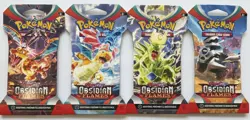 (4)Pokemon Obsidian Flames Hanger Sleeved Booster Packs Sealed Complete Art Set - Image 1