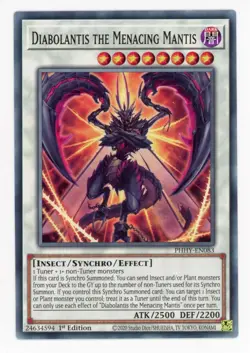 Yugioh Diabolantis The Menacing Mantis PHHY-EN083 Common 1st NM x3 Play Set - Image 1