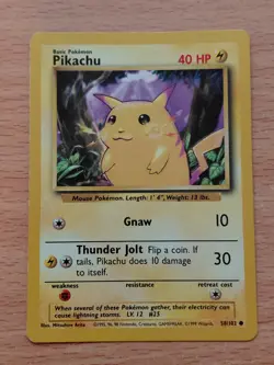 Pokemon TCG Trading Card Game Pikachu Card 58/102 Regular Base Set 1999 - Image 1