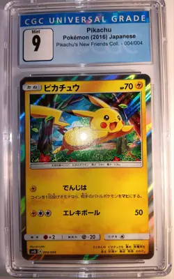 Pikachu 004/004 Sm0: Pikachu's New Friends Holo (Japanese) Pokemon Card CGC 9 - Image 1