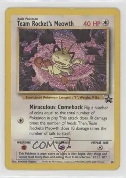 Team Rocket's Meowth Pokemon WOTC Black Star #18 1999 - Image 1