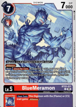 BT22-011 BlueMeramon : Common Digimon Card - BT22 Cyber Eden - Image 1