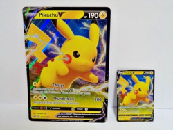 POKEMON JUMBO AND SMALL PIKACHU V CARDS EUC - Image 1