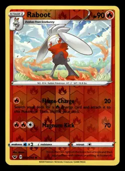 Raboot 032/202 Reverse Holo Sword & Shield Base Pokemon Card - Image 1