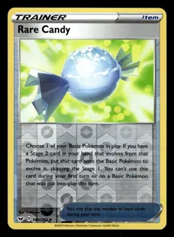Rare Candy 180/202 Reverse Holo Sword & Shield Base Pokemon Card - Image 1