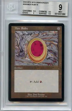 Magic MINT MOX RUBY RETRO FRAME 30th ANNIVERSARY Edition MTG BGS 9.0 (w/ subs) - Image 1