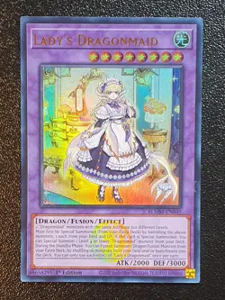 Yugioh BLMM-EN049 Lady’s Dragonmaid 1st Edition Emblazoned Ultra Rare MINT 10 - Image 1