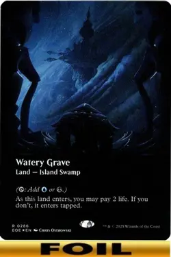 1x - Watery Grave - FOIL BORDERLESS - #286 - Edge of Eternities - NM MTG - Image 1