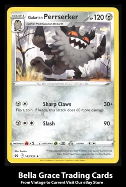 Galarian Perrserker #085/159 Rare Crown Zenith Pokemon TCG - Image 1