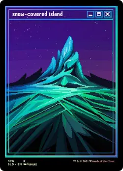 x2 NM+ MTG FOIL Etched Snow-Covered Island (Pixel) Secret Lair SLD326 Magic Card - Image 1