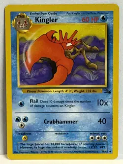 Pokemon TCG Kingler Fossil, Unlimited Uncommon Card 38/62 LP Vintage - Image 1