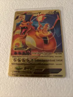 CHRIZARD V GOLD FOIL Interlaced Flames POKEMON Card LV. 92/ 522 Fan Art - Image 1