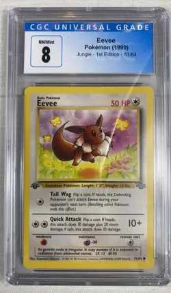 Eevee 51/64 Pokemon TCG 1st Edition Jungle WOTC CGC 8 NM/Mint - Image 1