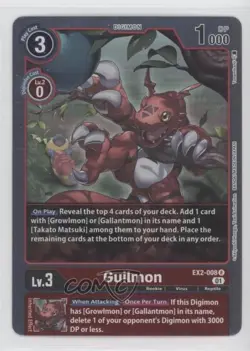 2022 Digimon Card Game - Digital Hazard (EX2) Rare Guilmon #EX2-008 - Image 1