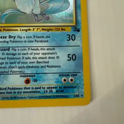 Pokemon TCG - Articuno Rare Holo Card 2/62 1999 -Fossil - MP - Image 4