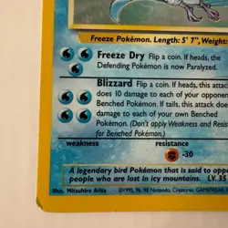 Pokemon TCG - Articuno Rare Holo Card 2/62 1999 -Fossil - MP - Image 5