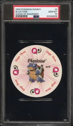 PSA 10 Blastoise #9 Queen Of Diamonds Vintage Rummy Card Pokemon TCG 1999 POP 20 - Image 1