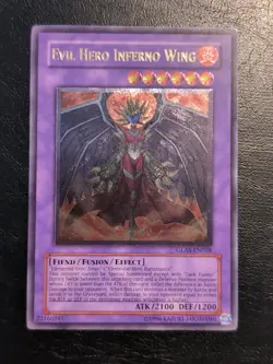 Yu-Gi-Oh! ULTIMATE RARE CARD EVIL HERO INFERNO WING GLAS-EN038 VLP - Image 1