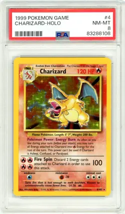 Pokemon Charizard #4 Base Set Unlimited Holo Rare PSA 8 NM-MT - Image 1
