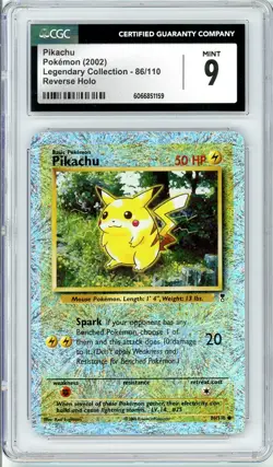 Pokemon Pikachu #86 Legendary Collection Reverse CGC 9 Mint - Image 1