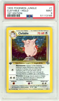 Pokemon Clefable #1 Jungle 1st Edition Holo Rare PSA 9 Mint - Image 1