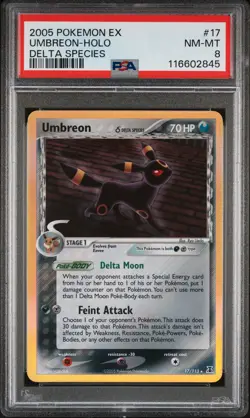 2005 POKEMON EX DELTA SPECIES #17 UMBREON-HOLO PSA 8 - Image 1