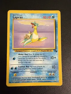 Pokemon TCG Lapras Fossil, Unlimited Rare Card 25/62 - Image 1