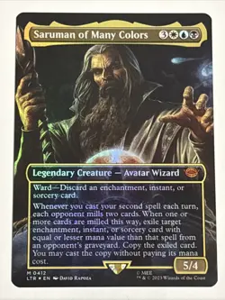 MTG Lord of the Rings Saruman of Many Colors Borderless Foil 0412 NM Mythic - Image 1