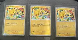 3x Pikachu Promo 2025 World Championships SVP EN 225 Pokemon Card Worlds NM - Image 1