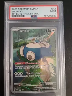 Pokemon Scarlet & Violet 151 - SNORLAX Black Star Promo HOLO - SVP 051 - PSA 9 - Image 1
