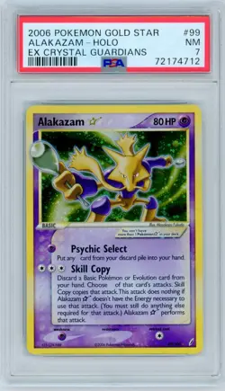 2006 POKEMON EX CRYSTAL GUARDIANS GOLD STAR #99 ALAKAZAM-HOLO PSA 7 - Image 1