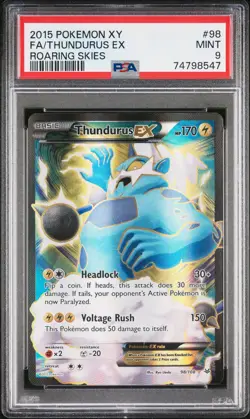 2015 POKEMON XY ROARING SKIES #98 FULL ART/THUNDURUS EX PSA 9 - Image 1