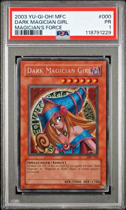 PSA 1 PR YUGIOH Dark Magician Girl MFC-000 Unlimited Magican's Force Secret Rare - Image 1