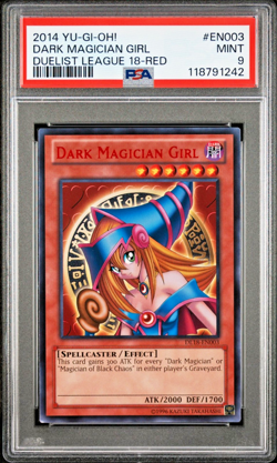 PSA 9 DL18-EN003 Dark Magician Girl Red Foil Text Duelist League 18 2014 Yugioh - Image 1