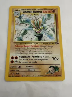 Pokemon TCG Giovanni's Machamp Holo Unlimited Rare Card Gym Challenge CLEAN - Image 1