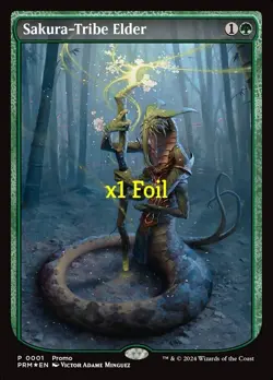 MTG Foil Textless Full Art WPN Promo PRM Sakura-Tribe Elder MINT - Image 1