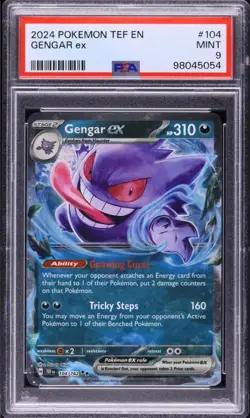 2024 Pokemon Scarlet & Violet Temporal Forces Holo Gengar ex #104 PSA 9 MINT - Image 1