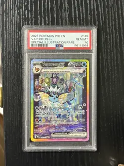 2025 Pokemon Prismatic Evolutions Vaporeon Special Illustration Rare #149 PSA 10 - Image 1