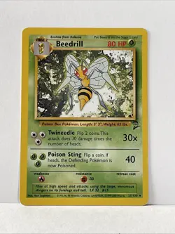 Pokemon TCG Beedrill Card 21/130 Rare, Base Set 2, Near Mint Condition - Image 1