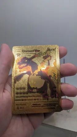 Nintendo Pokemon Shiny Charizard Vmax HP330 Gold Foil Metal Fan Art Card #43 - Image 3