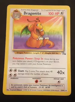 Dragonite 19/62 Fossil Non Holo Rare Pokemon Card WOTC 1999 Vintage Set LP - Image 1