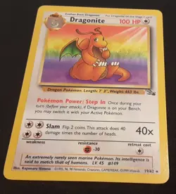 Dragonite 19/62 Fossil Non Holo Rare Pokemon Card WOTC 1999 Vintage Set LP - Image 2